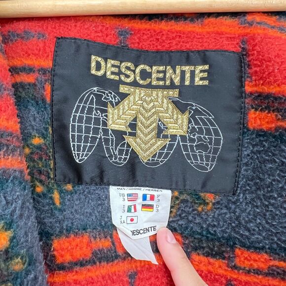 Descente Vintage Yellow Aztec Print Fleece Lined Men's Ski Jacket Sz. 3 - Picture 4 of 7